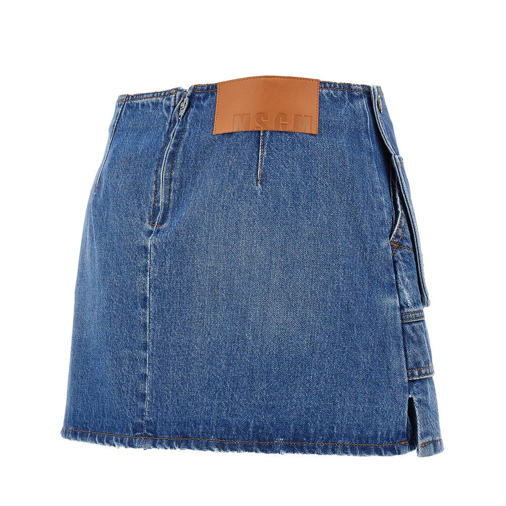 Denim wrap-over mini skirt