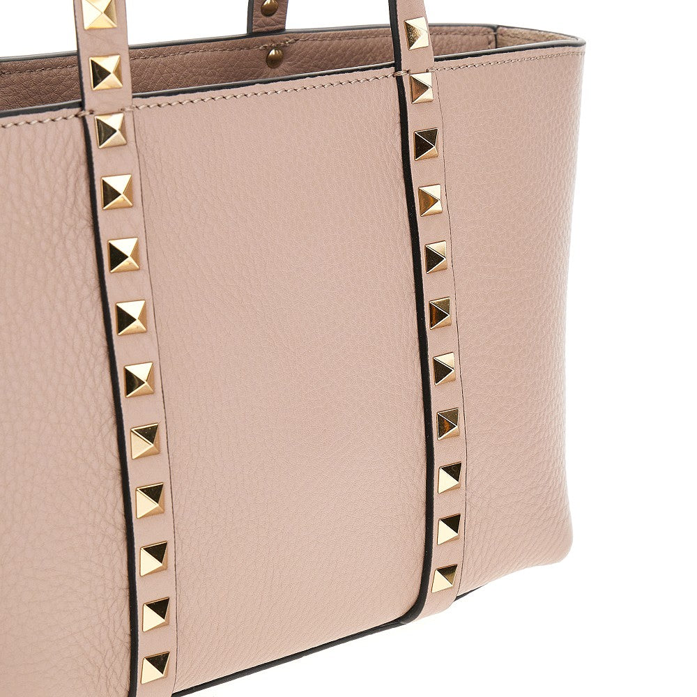 Grained leather &#39;Rockstud&#39; mini tote bag