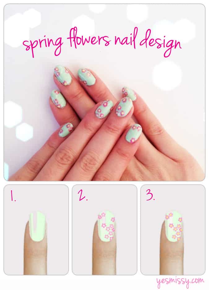 Spring flowers nail design