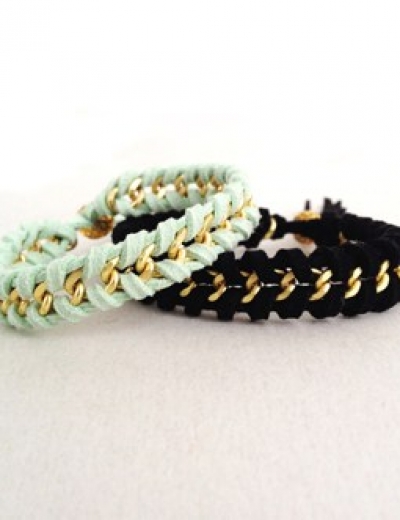 DIY Bracelet: Suede and Chain Woven Bracelet