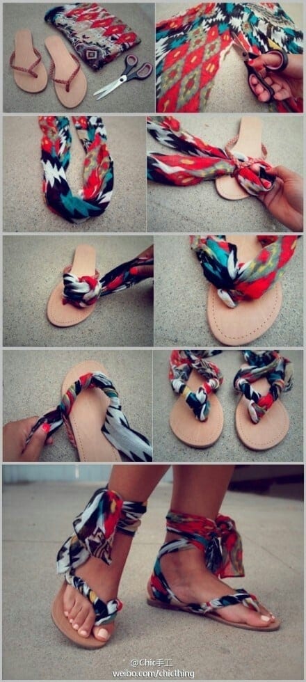 DIY summer scarf sandal makeover
