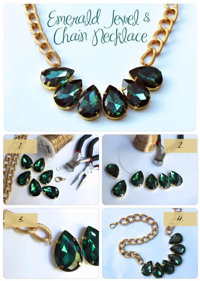 Favorite DIY - Emerald Jewel and Chain Necklace