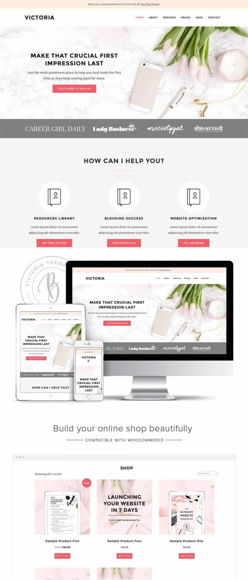 Best feminine WordPress themes for bloggers, entrepreneurs, commerce and more