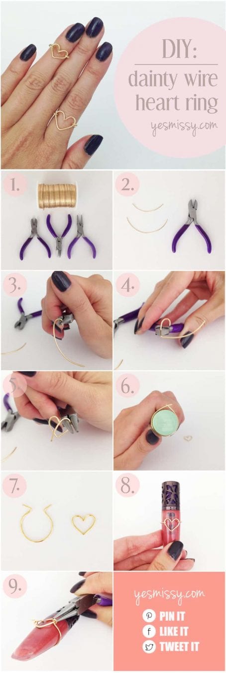DIY wire heart ring tutorial - step by step instructions