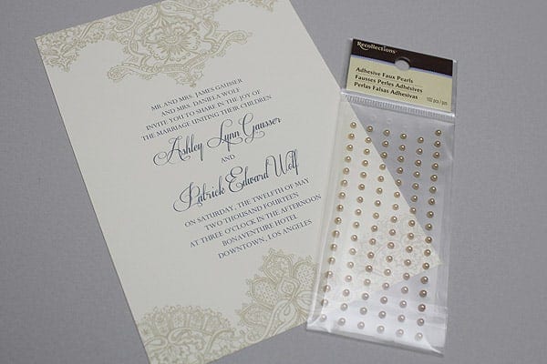 Free Wedding Invitation Templates - Adding pearls and finishing touches
