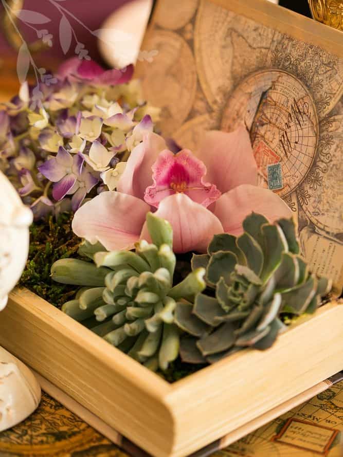 Books with Flowers - DIY Centerpieces