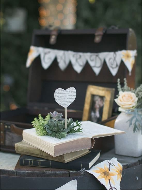 Books with Flowers - DIY Centerpieces