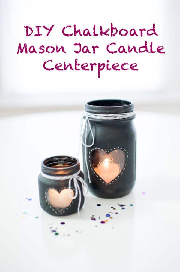 20 DIY mason jar crafts - Chalkboard mason jar candle holders