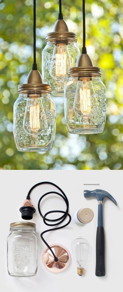 20 Mason Jar Crafts - DIY hanging lights