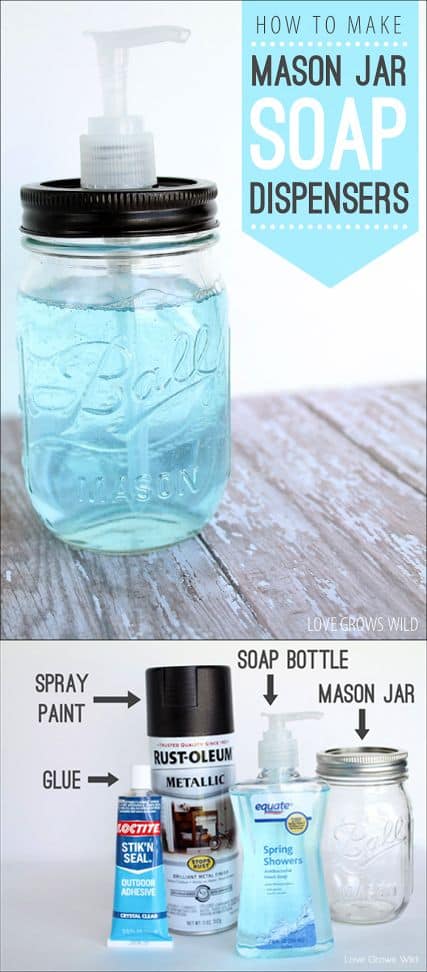 20 Awesome Mason Jar Crafts - Easy soap dispenser