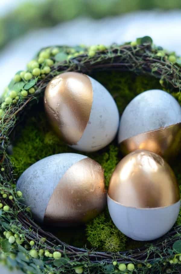 15 Easter Egg Decorating Ideas - DIY gold dipped cement eggs