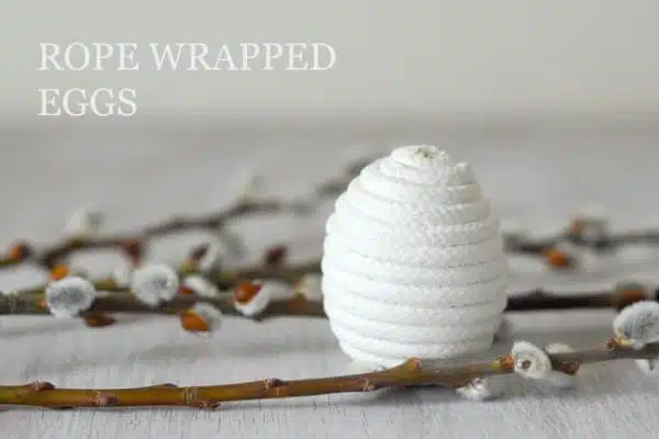 My take on rope wrapped Easter eggs. No glue gun required.