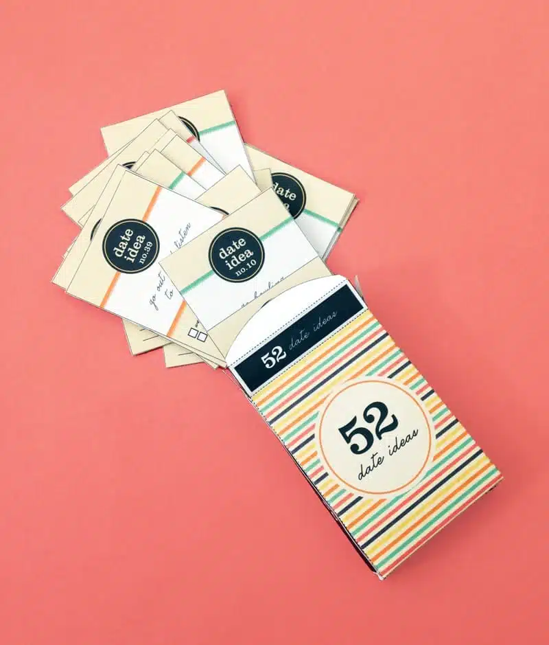 Date Ideas Card Deck - Free printable card deck for 52 fun date activities for you and your partner! Perfect gift idea!