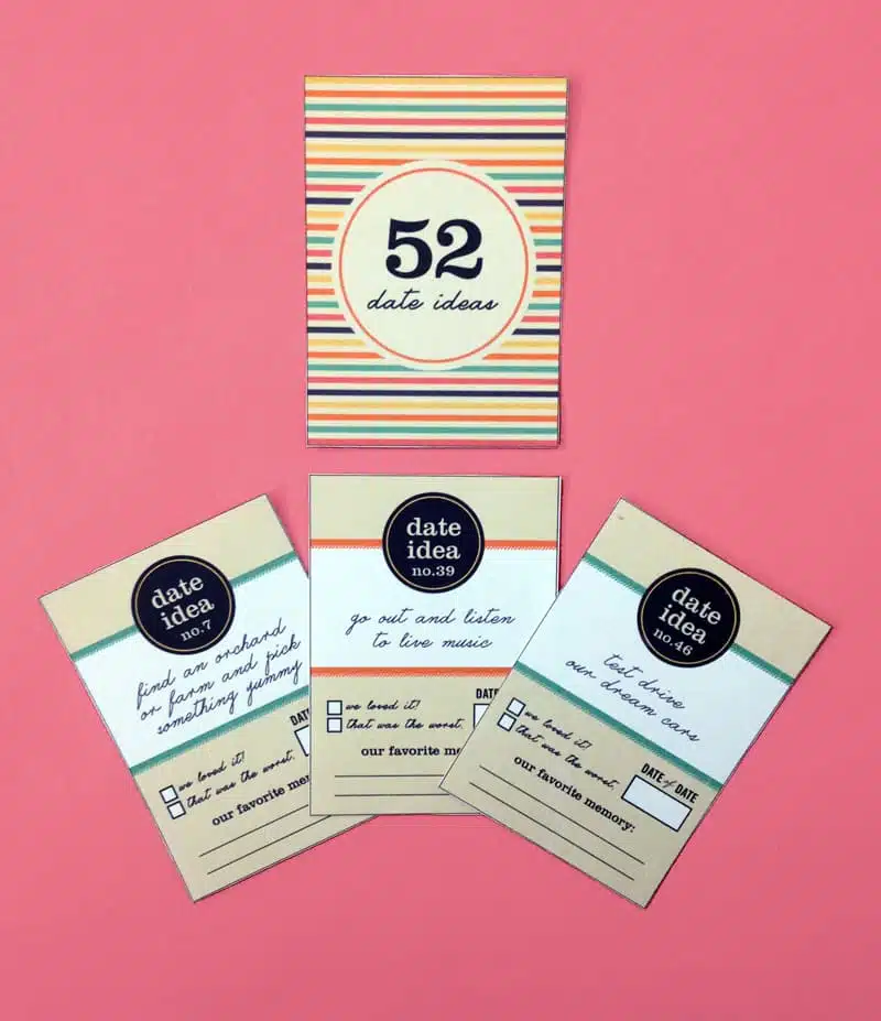 DIY 52 Date Night Ideas Card Deck - Free printable!!