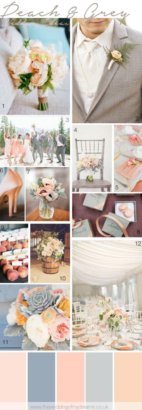 Choosing wedding colors and inspiration - peach and grey