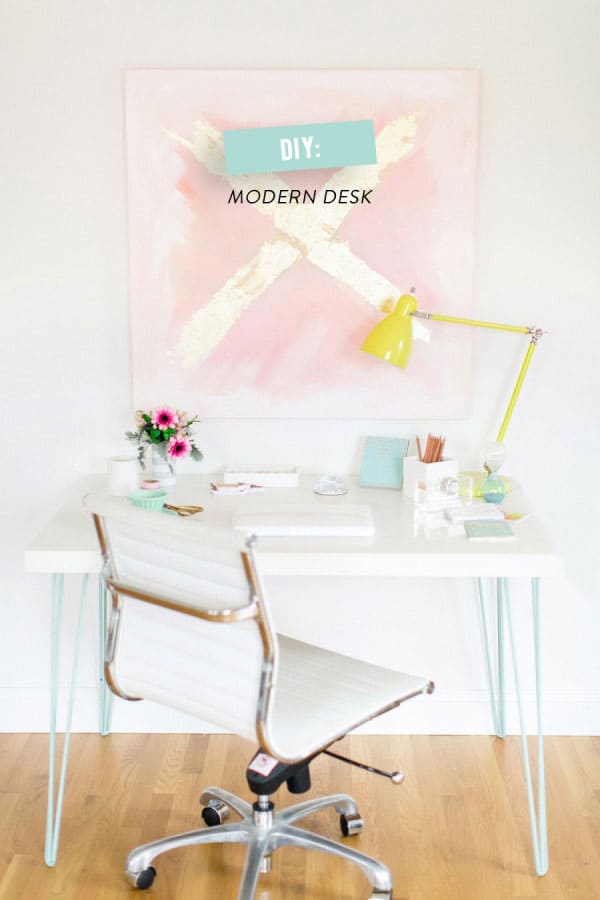 Chic Ikea Hacks - This modern desk is beyond chic! Love those mint hairpin legs!