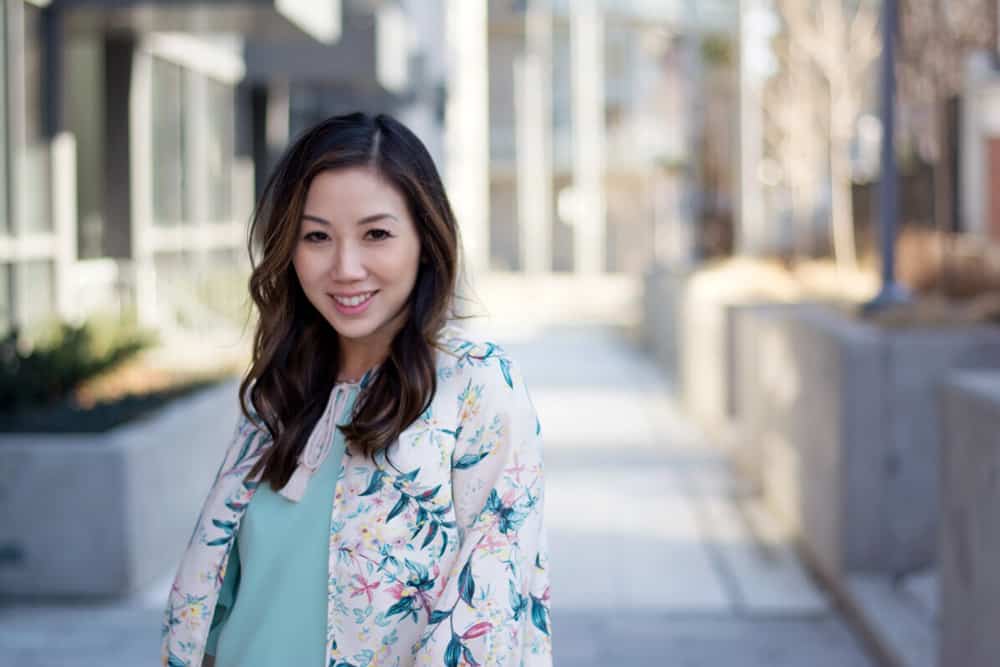 Spring streetstyle: Spring dress and floral bomber from LC Lauren Conrad Dress Up Shop