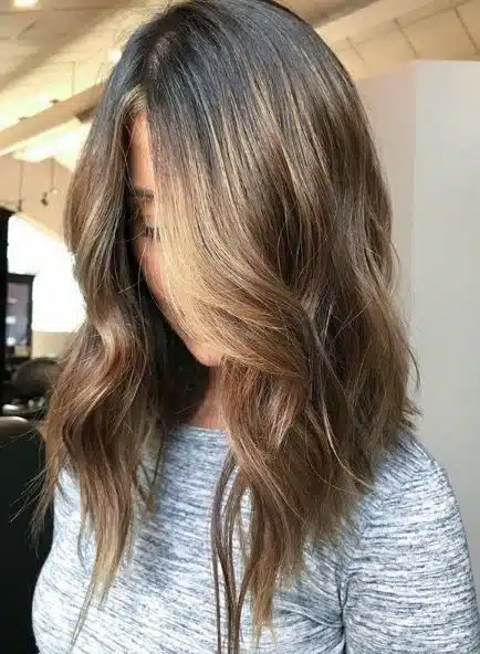 A long lob with an angle cut looks so chic and modern! 