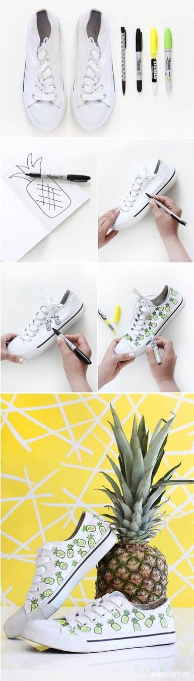 DIY Fashion Project - Update your sneakers with a fun pineapple print!