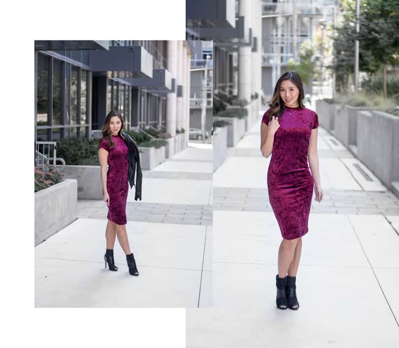 Style blogger: Burgundy velvet dress