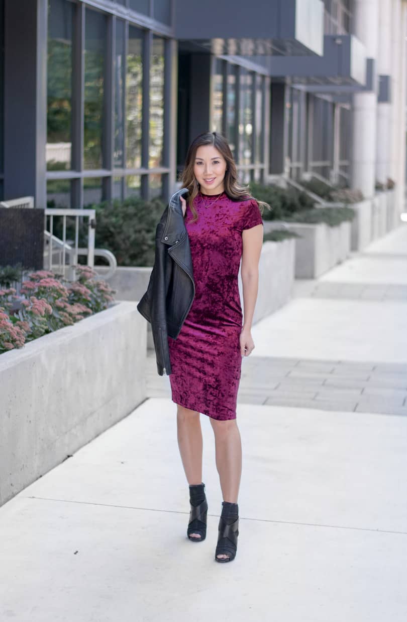 Velvet trend: red velvet dress