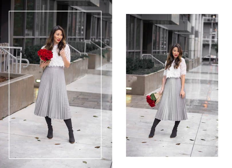 Midi skirt and lace top - Toronto fashion bloggerHigh Quality Luxury Shopping