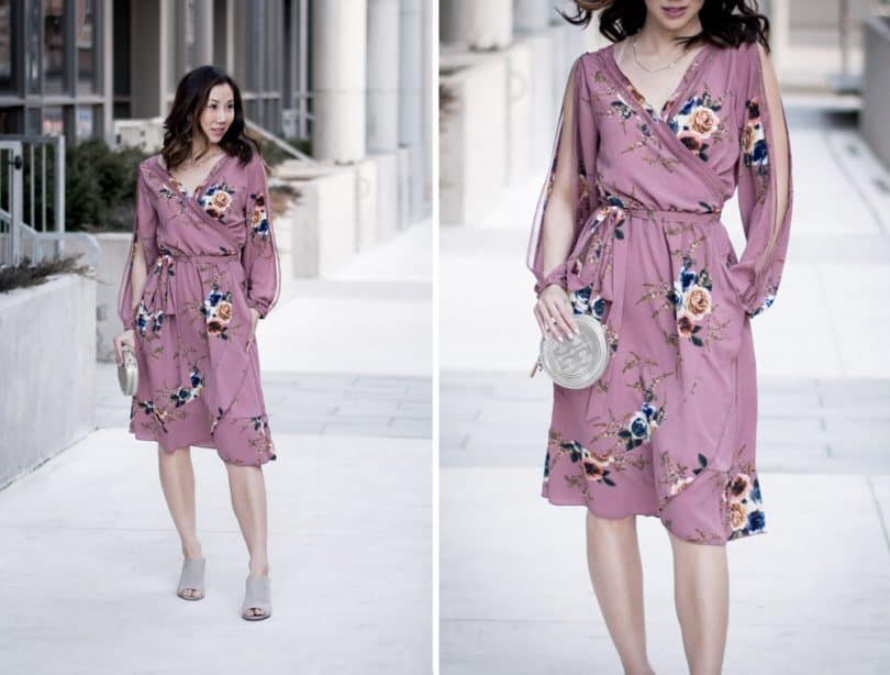 OOTD: Pink floral dress for spring from Boohoo
