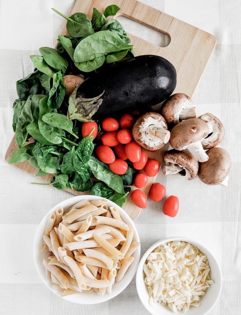 Market fresh ingredients from Pusetaris Fine Foods for summer pasta recipe