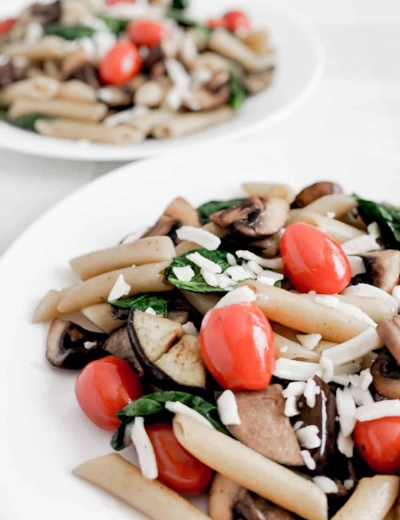 Summer Pasta Recipe: Cremini Mushroom and Eggplant Parmesan Pasta
