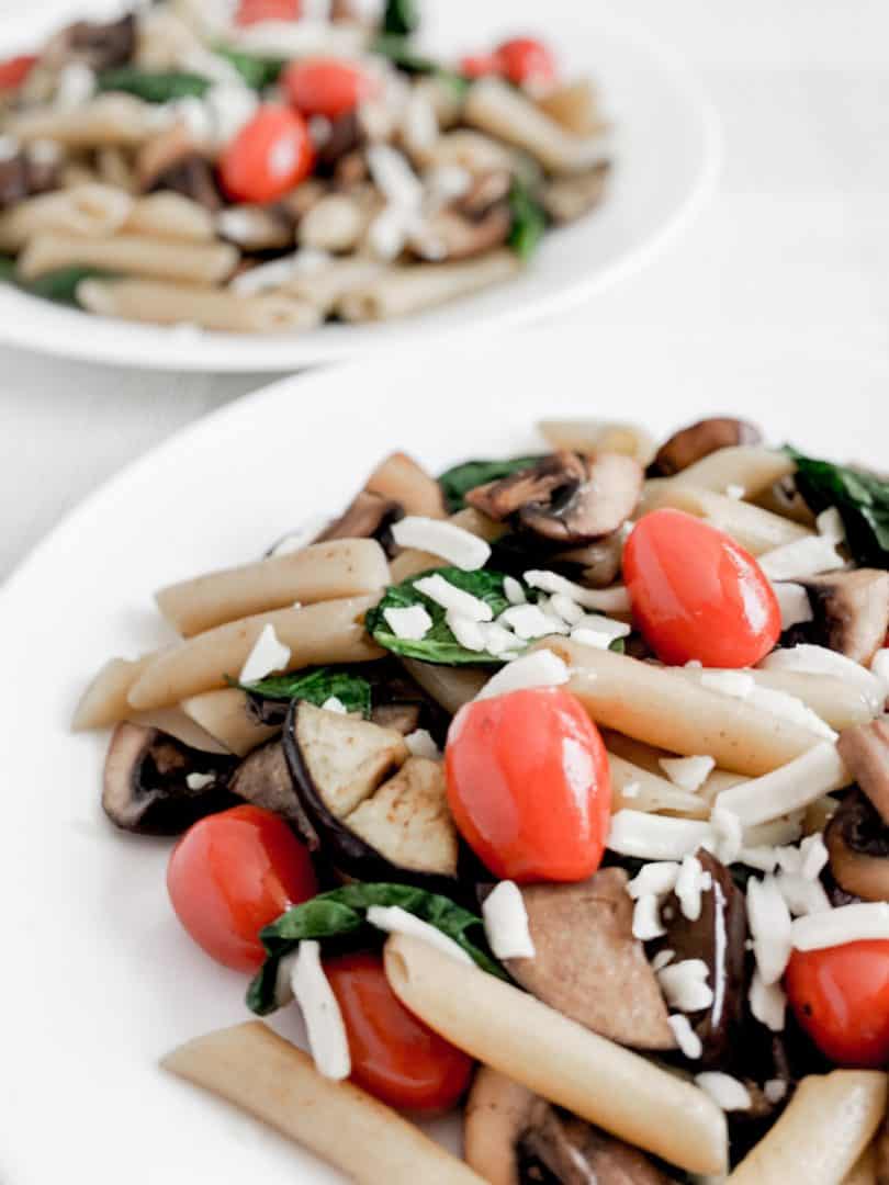 Summer Pasta Recipe - Cremini mushroom and eggplant parmesan pasta