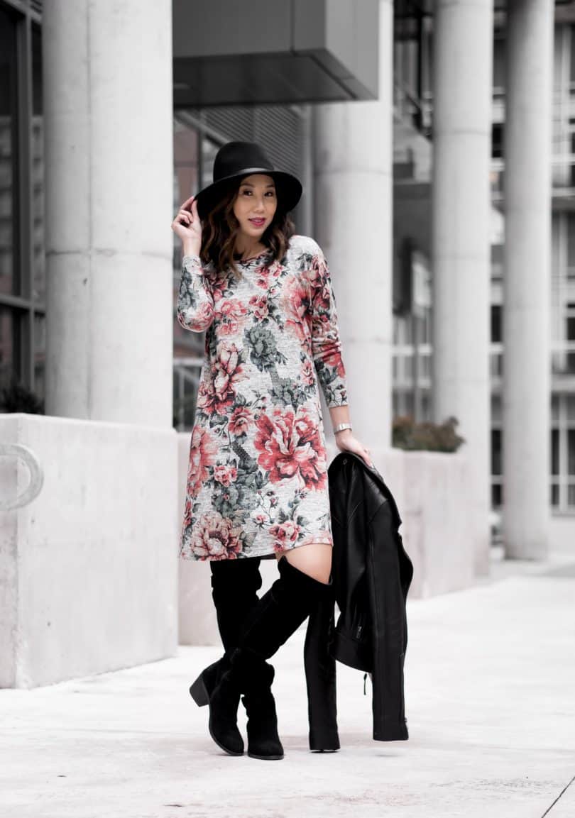 #OOTD #FashionBlogger 3rd Floor Studio Sophia Dress, Rag and Bone, Aldo shoes, Mackage jacket