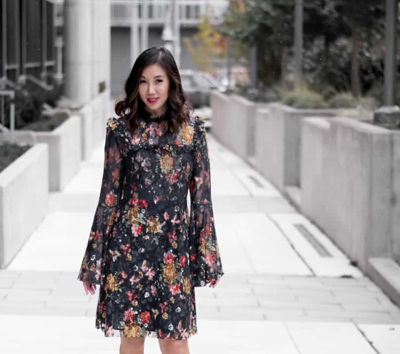 Lace floral dress OOTD