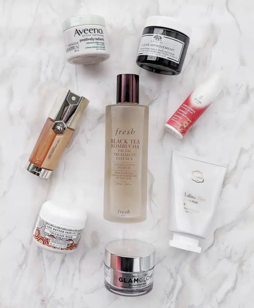 Skincare favorites from Fresh, Guerlain, Aveeno, Origins, Laline, Glamglow, Better Skin Co.
