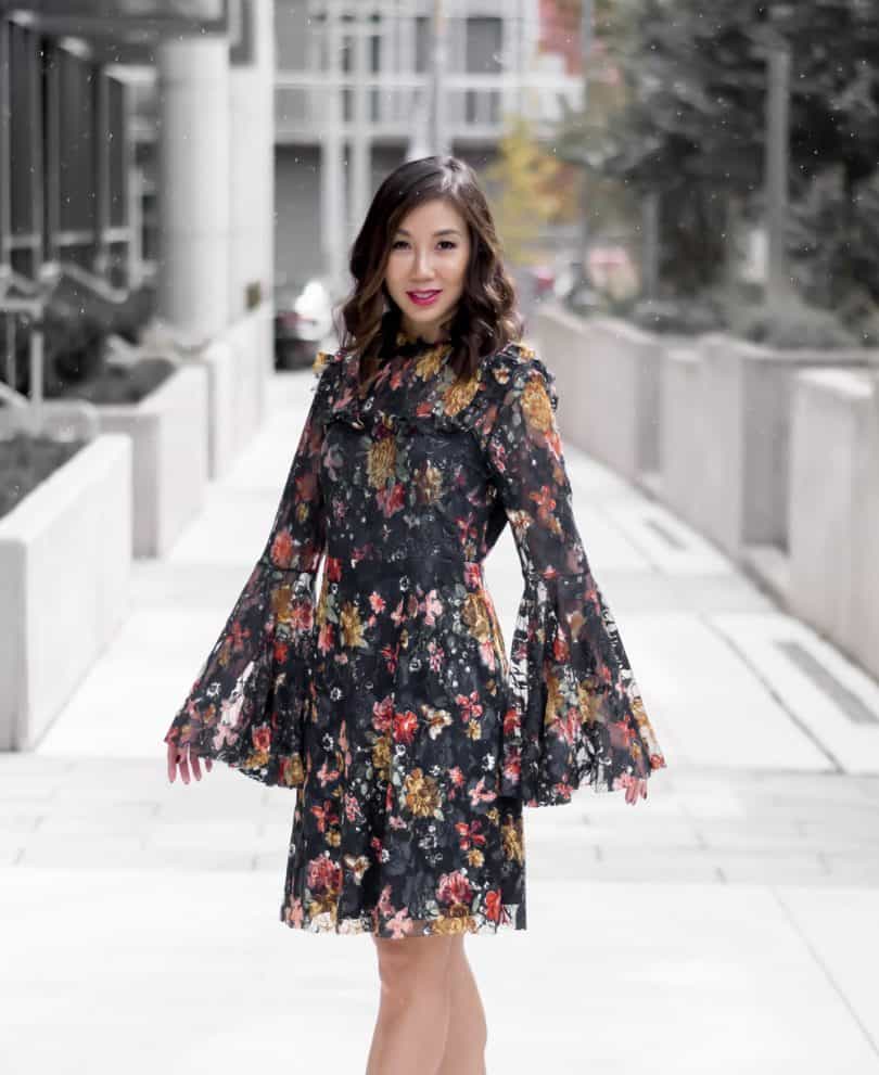 OOTD: Lace and floral dress with bell sleeves from...
