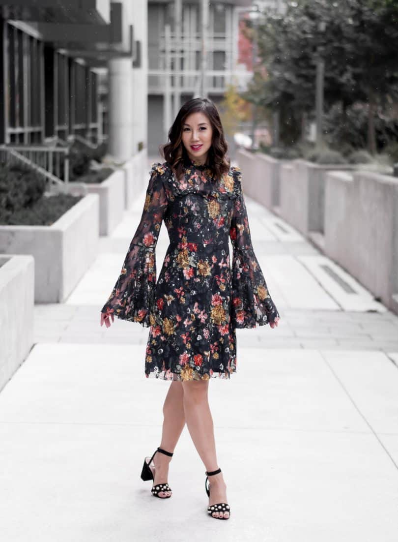A floral look: lace dress with bell sleeves... Toronto Style BloggerHigh Quality Luxury Shopping