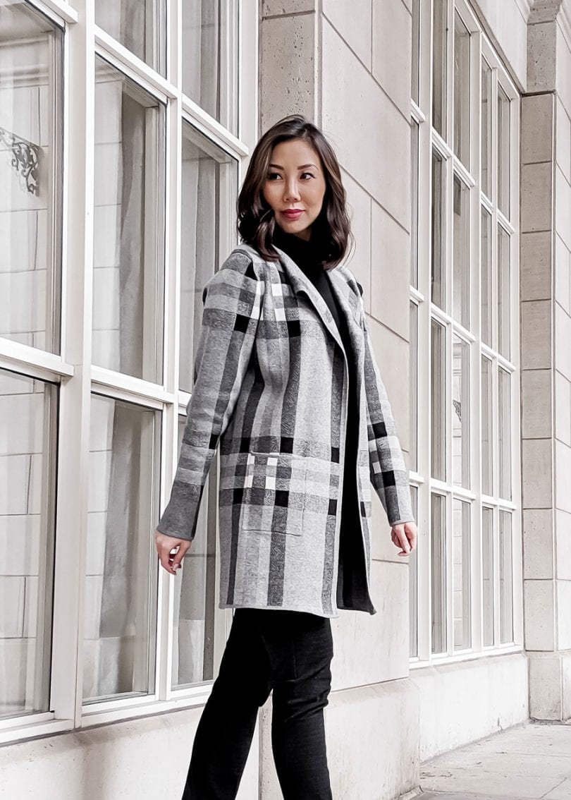 Winter lookbook - Checkered Cardigan - Canadian style blogger