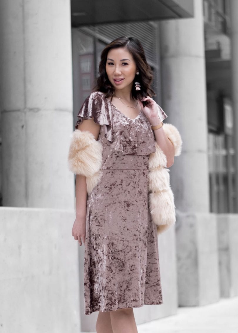 #OOTD - Pink crushed velvet dress from Alison Sheri - Toronto Style BloggerHigh Quality Luxury Shopping
