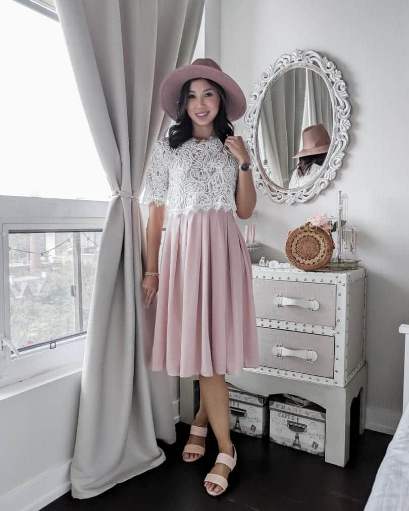 Summer OOTD lookbook - OOTD lookbook - Pink Skirt Lace Top