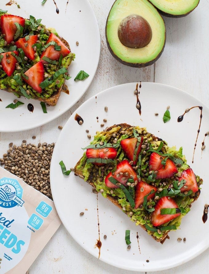 Easy Low Sugar Breakfast Recipes - Strawberry Basil Avocado Toast