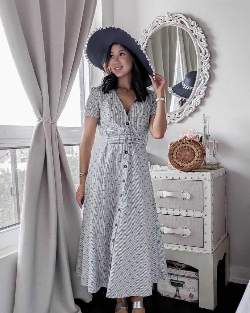 Midi Dress and floppy hat - summer outfit ideas by Canadian fashion bloggerHigh Quality Luxury Shopping