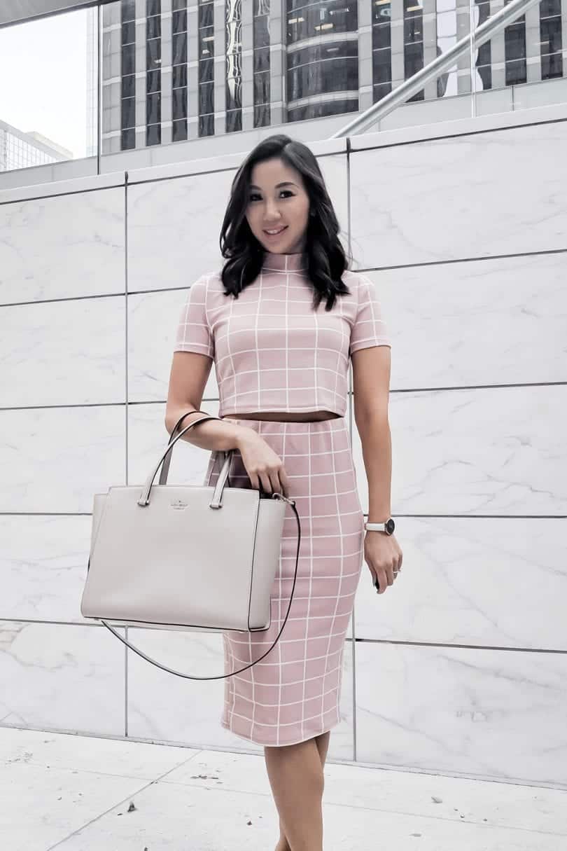 summer outfits - Pink checkered coord set