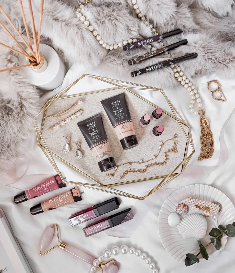 Spring makeup favourites: Burts's Bees cosmetic line - natural beauty made from mineral pigments, glow getter tinted moisturizer, matte lip, and chapstick