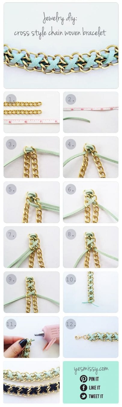 DIY Fashion Projects for summer - chain and suede braclet tutorial