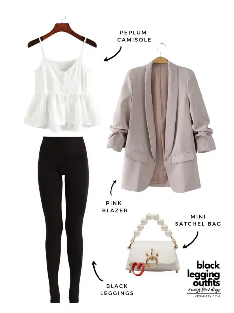 black legging work outfit with blazer