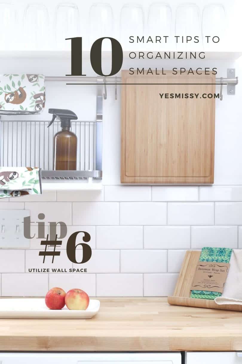 Tip on how to organize small a small kitchen.. tip #6 utilize wall space. Read more at yesmissy.com