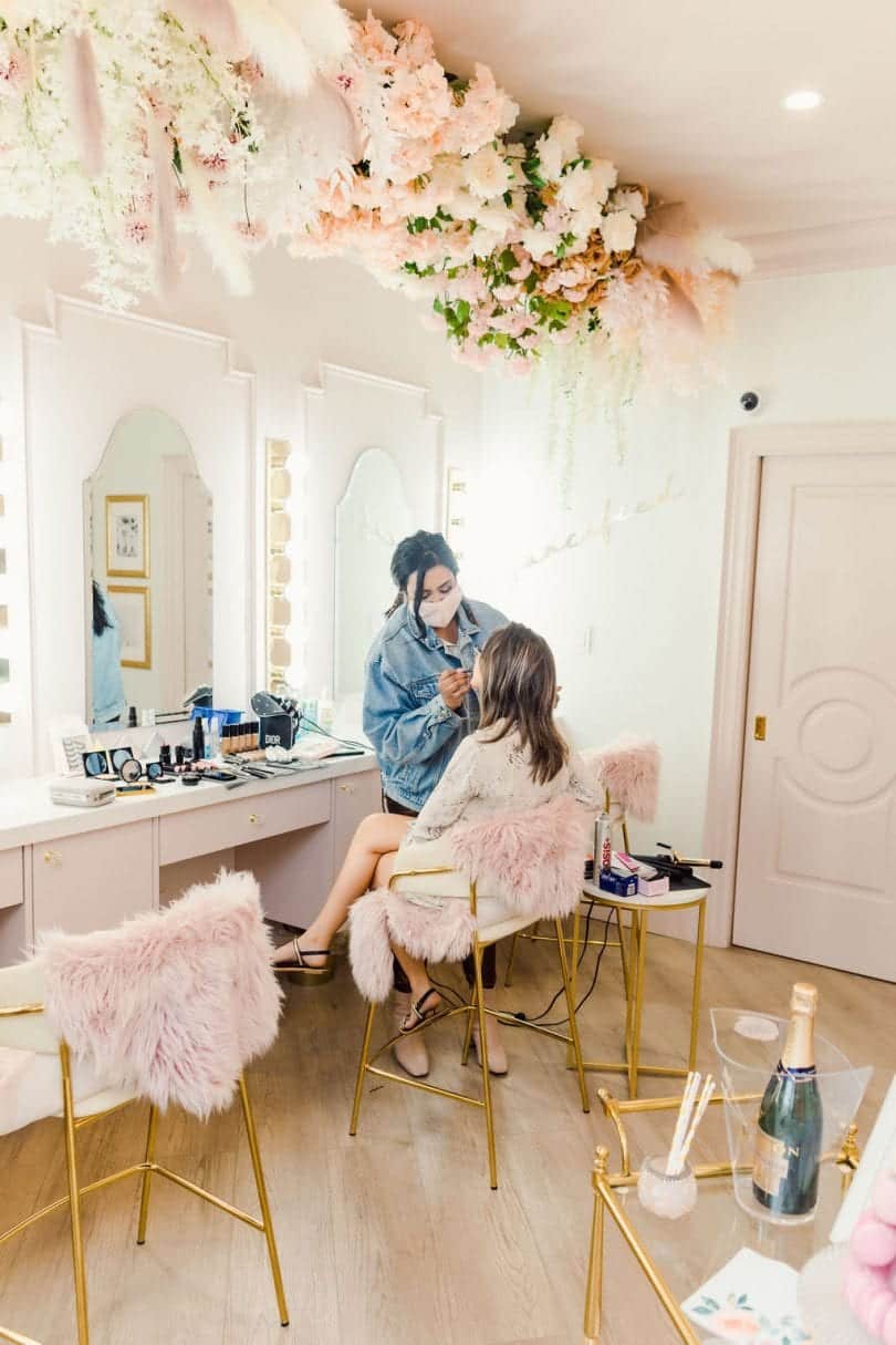 Getting glammed up at the Fancy Face Rosé Room