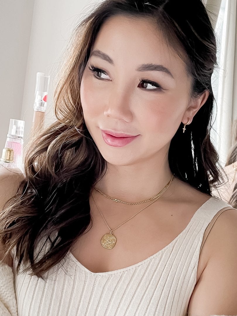 Wearing dainty jewelry from Rellery Jewelry - ethically made, everyday jewelry pieces that are made to last