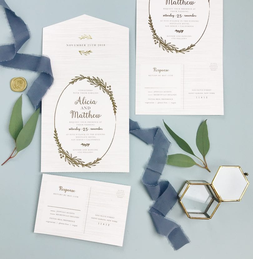 Elegant wedding invitation cards, save the dates, rsvps and more from Basic Invite