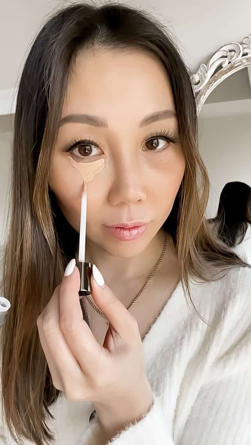 Applying concealer in a v-shape will brighten the undereye area. Get the full tutorial at yesmissy.com