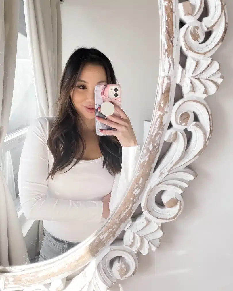 Casual stay at home outfit - white tee and jeans